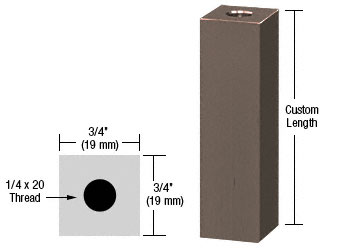 CRL Oil Rubbed Bronze 3/4" Square Standoff Base Custom Length
