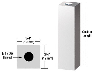 CRL Polished Stainless 3/4" Square Standoff Base Custom Length