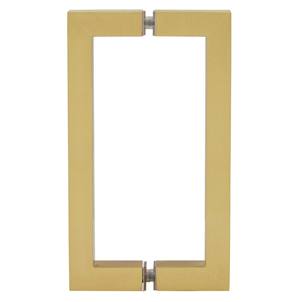 CRL Satin Brass 8" x 8" SQ Series Square Tubing Back-to-Back Pull Handle