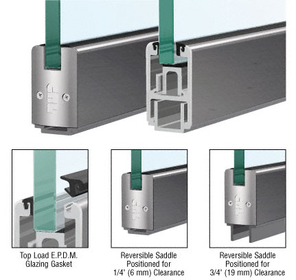 CRL Brushed Stainless 2-5/16" Low Profile Sidelite Rail With Saddle - 120 in Long