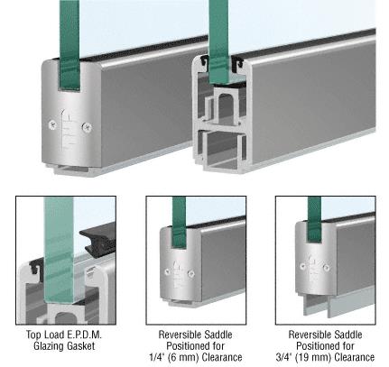 CRL Satin Anodized 2-5/16" Low Profile Sidelite Rail With Saddle - 120 in Long