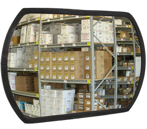12" x 18" Acrylic Convex Roundtangular Mirror Indoor with Galvanized Back and Single Telescoping Bracket