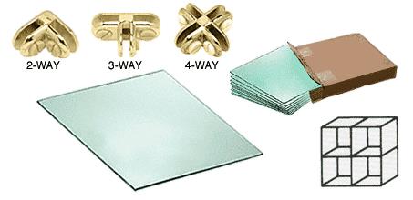 CRL 4 Cube Single Sided Tempered Glass Displayer with Brass Connectors