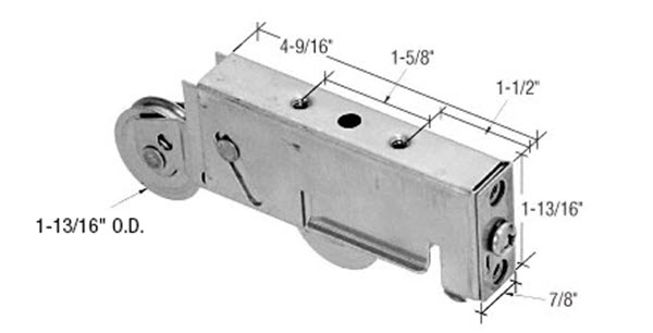 1-1/2" Stainless Steel Ball Bearing Tandem Sliding Glass Door Roller With 1-1/4" Wide Housing