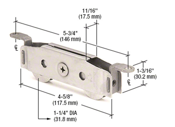 1-1/4" Stainless Steel Ball Bearing Tandem Sliding Glass Door Roller With 11/16" Wide Housing