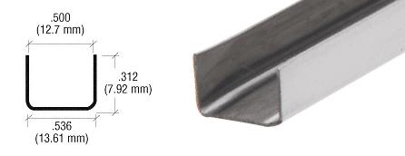 CRL 1/2" Stainless Steel "U" Channel - Pack of 10 - 12 ft Each