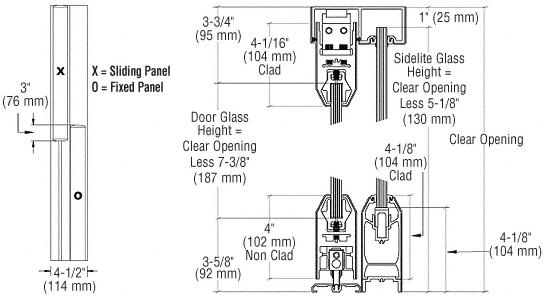 CRL XO/OX Black Anodized SSR Bottom Rolling Sliding Door System