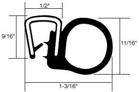 CRL Black Bulb Trim Seal - 25 ft Roll