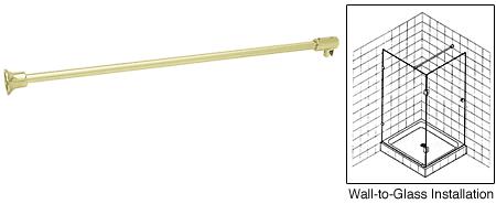 CRL Satin Brass Frameless Shower Door Fixed Panel Wall-To-Glass Support Bar for 1/4" to 5/16" Thick Glass