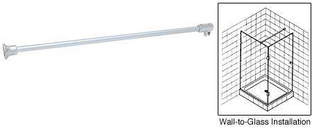 CRL Satin Chrome Frameless Shower Door Fixed Panel Wall-To-Glass Support Bar for 1/4" to 5/16" Thick Glass