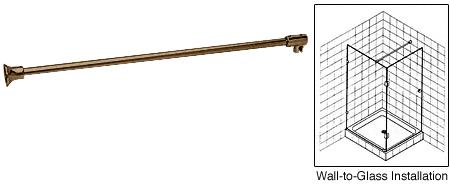 CRL Oil Rub Bronze Frameless Shower Door Fixed Panel Wall-To-Glass Support Bar for 3/8" to 1/2" Thick Glass