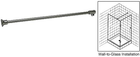CRL Antique Brushed Nickel Frameless Shower Door Fixed Panel Wall-To-Glass Support Bar for 3/8" to 1/2" Thick Glass