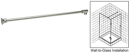 CRL 51" Brushed Nickel Wall-to-Glass Support Bar for 3/8" to 1/2" Thick Glass