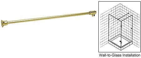 CRL Brass Frameless Shower Door Fixed Panel Wall-To-Glass Support Bar for 3/8" to 1/2" Thick Glass