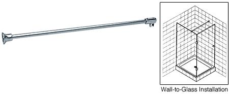 CRL 51" Chrome Wall-to-Glass Support Bar for 3/8" to 1/2" Thick Glass