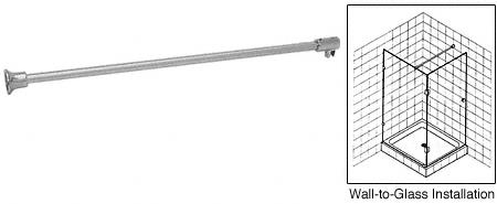 CRL Satin Nickel Frameless Shower Door Fixed Panel Wall-To-Glass Support Bar for 3/8" to 1/2" Thick Glass