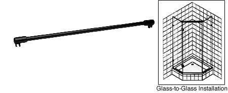 CRL Black Frameless Shower Door Fixed Panel Glass-To-Glass Support Bar for 3/8" to 1/2" Thick Glass