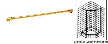 CRL Gold Plated Frameless Shower Door Fixed Panel Glass-To-Glass Support Bar for 3/8" to 1/2" Thick Glass