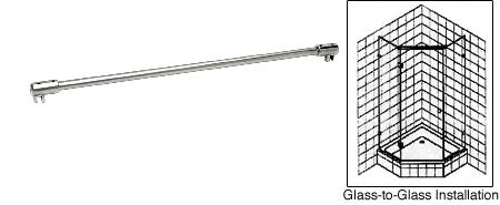 CRL Polished Nickel Frameless Shower Door Fixed Panel Glass-To-Glass Support Bar for 3/8" to 1/2" Thick Glass