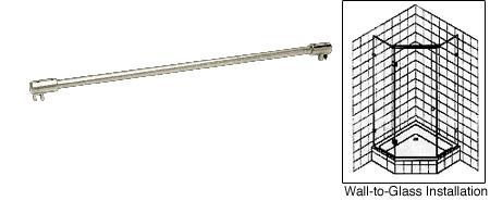 CRL Brushed Nickel Frameless Shower Door Fixed Panel Glass-To-Glass Support Bar for 1/4" to 5/16" Thick Glass