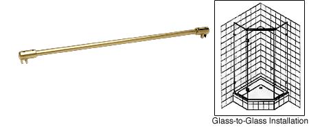 CRL Brass Frameless Shower Door Fixed Panel Glass-To-Glass Support Bar for 1/4" to 5/16" Thick Glass