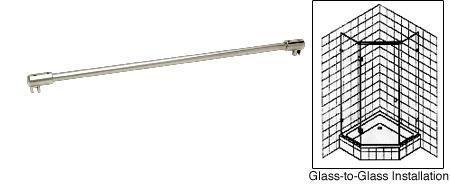 CRL Polished Nickel Frameless Shower Door Fixed Panel Glass-To-Glass Support Bar for 1/4" to 5/16" Thick Glass