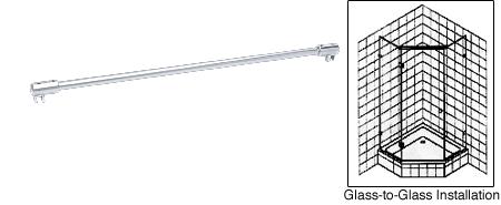 CRL Satin Chrome Frameless Shower Door Fixed Panel Glass-To-Glass Support Bar for 1/4" to 5/16" Thick Glass