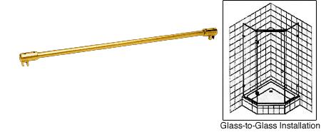 CRL Ultra Brass Frameless Shower Door Fixed Panel Glass-To-Glass Support Bar for 1/4" to 5/16" Thick Glass