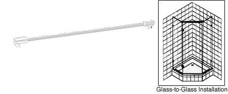 CRL White Frameless Shower Door Fixed Panel Glass-To-Glass Support Bar for 1/4" to 5/16" Thick Glass