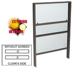 CRL Duranodic Bronze Finish Vertical Sliding Service Window with 1/4" Vinyl Glazing no Screen