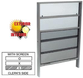 CRL Satin Anodized Finish 36" X 36" Vertical Sliding Service Windows with 1/4" Vinyl Glazing and Screen