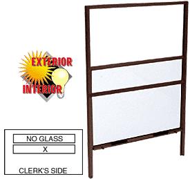 CRL Duranodic Bronze  Vertical Sliding Service Window for Surface or Pocket Installation with 1/4" Glass No Screen