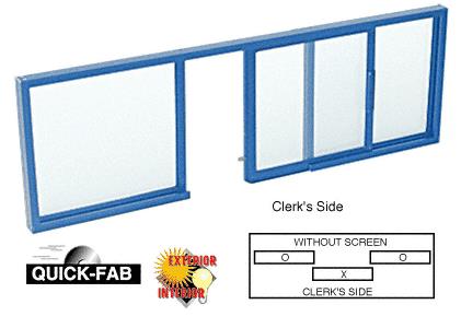 CRL Kynar Painted Horizontal Sliding Service Window OXO Format with 1/4" Glass No Screen