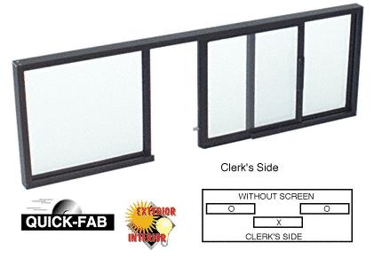 CRL Duranodic Bronze Horizontal Sliding Service Window OXO Format with 1/8" Glass No Screen