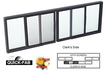 CRL Duranodic Bronze Horizontal Sliding Service Window OXO Format with 1/8" Glass with Screen