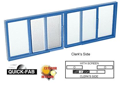 CRL Kynar Painted Horizontal Sliding Service Window OXO Format with 1/2" Insulating Glass No Screen