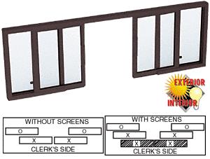 CRL Duranodic Bronze Horizontal Sliding Service Window OXXO Format with 1/2" Insulating Glass No Screen