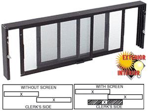 CRL Duranodic Bronze  Horizontal Sliding Service Window XX Format with 1/4" Glass with Screen