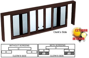 CRL Duranodic Bronze Horizontal Sliding Service Window XOX Format with 1/8" & 1/4" Vinyl Only with Screen
