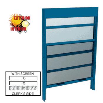CRL Custom Powder Painted Vertical Sliding Service Windows with Sash Balances, 1/4" Glass and Screen