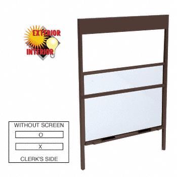 CRL Duranodic Bronze Vertical Sliding Service Window With Sash Balances for Surface or Pocket Installation with 1/4" Glass No Screen