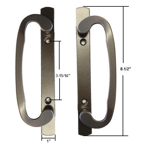 Sliding Glass Patio Door Dummy Handle Set, Mortise Type, Bronze, 3-15/16" Screw Holes
