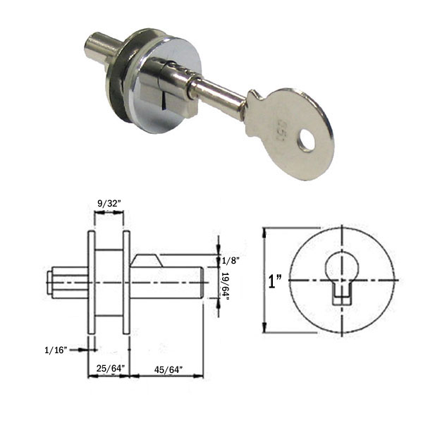 Gordon Glass&#174; Chrome Bullet Lock for Sliding Showcase Doors
