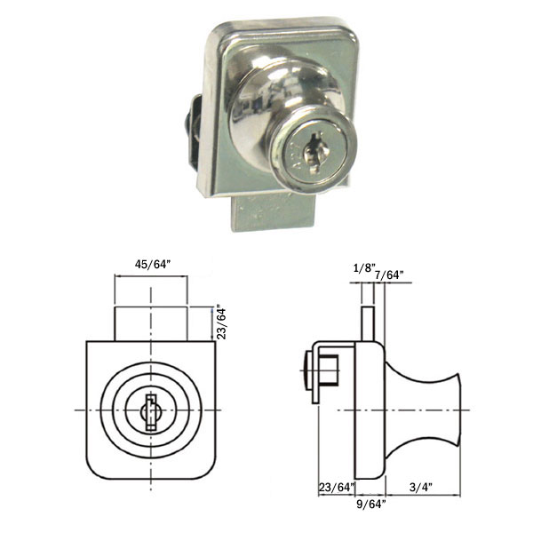Gordon Glass&#174; Nickel No-Drill Swing Glass Door Lock for Single Door