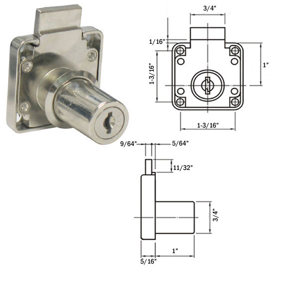 Gordon Glass&#174; Nickel Deadbolt Lock for Glass Doors