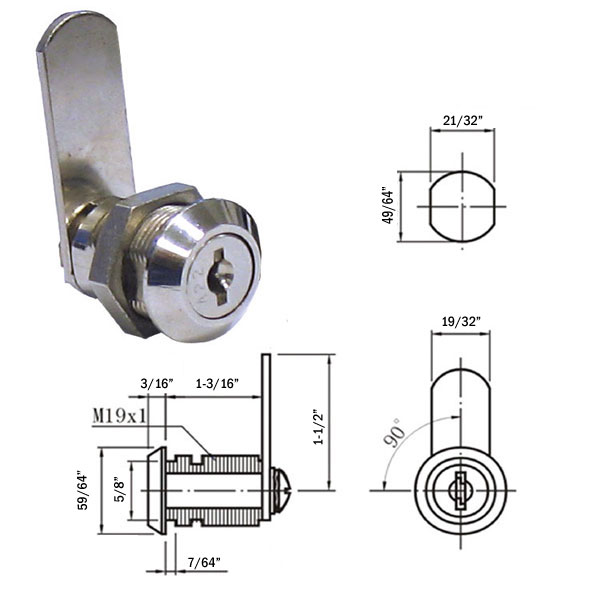 Gordon Glass&#174; Chrome Cam Lock for Wood Doors