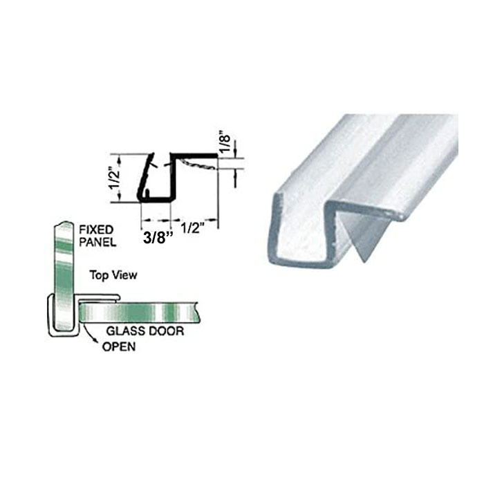 CRL "h" Panel Seal with Vinyl Cushion Fin for 90 Degree Application for 3/8" Glass - 95 in long