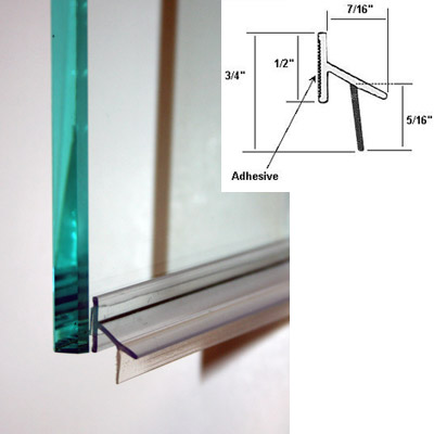 Gordon Glass&#174; Clear Polycarbonate Drip Rail and Sweep Combination w/ VHB Tape for Frameless Shower Doors - 33-5/8 in long