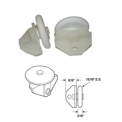 Shower Door Oval Edge Nylon Roller with Nylon Bracket for Tub Master Shower Doors - Package