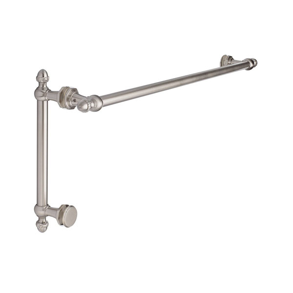 Sonata 24" Cuttable Towel Bar and 8" Pull Shower Door Combination with Rosettes - Brushed Nickel